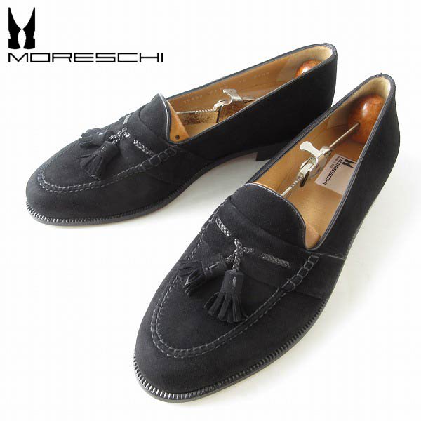 モレスキー MORESCHI ローファー クロコダイル ワニ革 シューズ 靴 メンズ イタリア製 6 1/2(24.5cm相当) ブラック