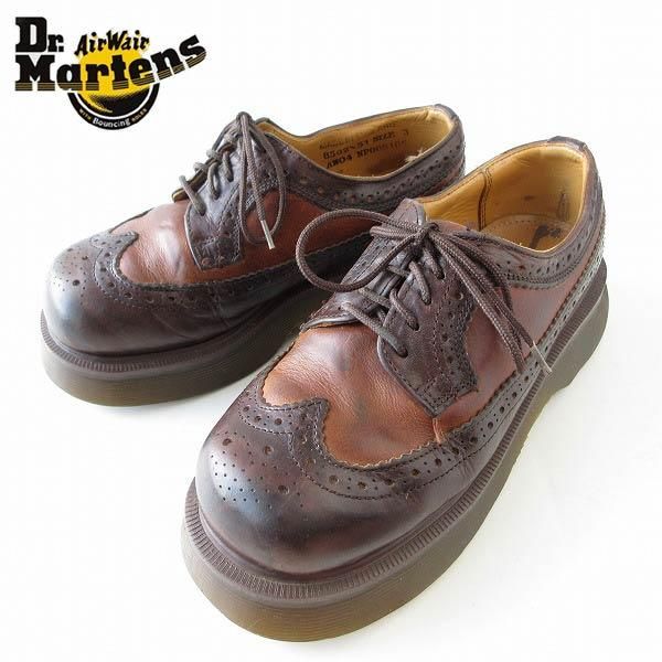 英国製 ドクターマーチン 厚底 ウィングチップ シューズ UK3 23cm ダークブラウン系×茶系 Dr.Martens 靴 d124 - 札幌  ビンテージ 古着屋 BRIDGE（ブリッジ） ビンテージ古着 通販サイト | オンラインストア