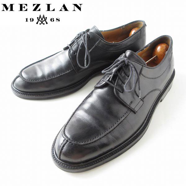 高級品 Mezlan Uチップ シューズ 黒 27cm スプリットトゥ モックトゥ 外羽根 メンズ 靴 d127
