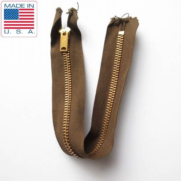新品/USA製/SCOVILL/GRIPPER/ジッパー/コットン/茶系/ジップ