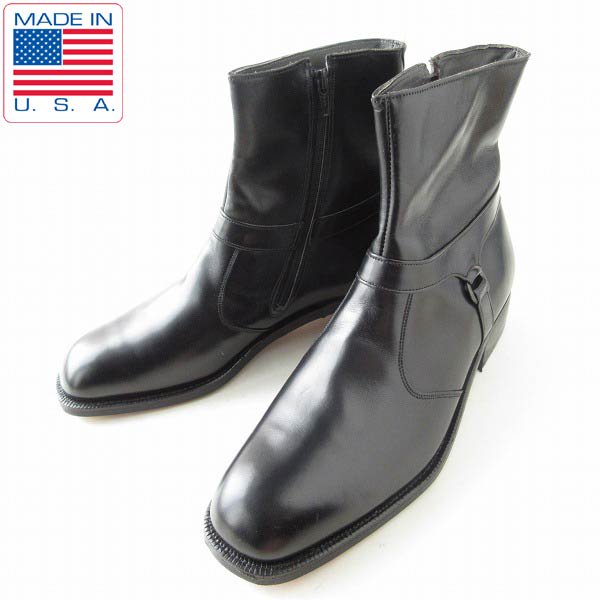 新品 70s-80s USA製 wright Breather サイドジップ ブーツ 黒 8.5D 26.5cm デッドストック ビンテージ メンズ 靴 D147