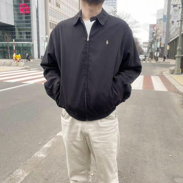 90s 極美品 Polo ポロ ラルフローレン ハリントン ジャケット 黒 L