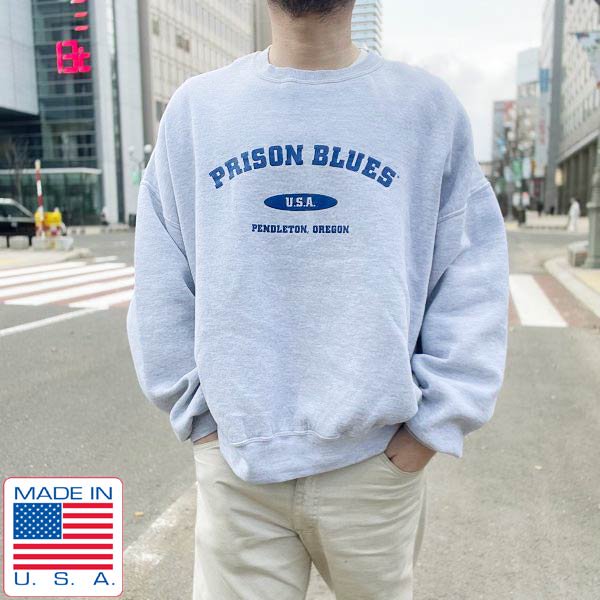 USA製 PRISON BLUES 3段プリント スウェット グレー系 3X トレーナー