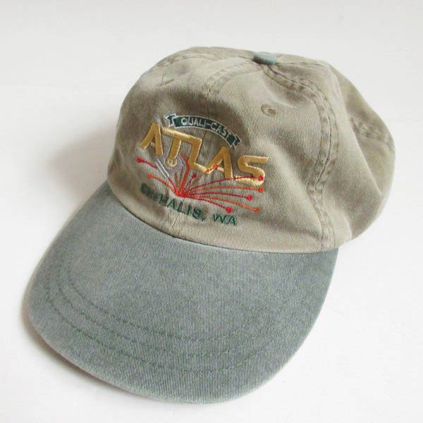 ATLAS ツートン ベースボール キャップ 緑系×濃いカーキ系 コットン