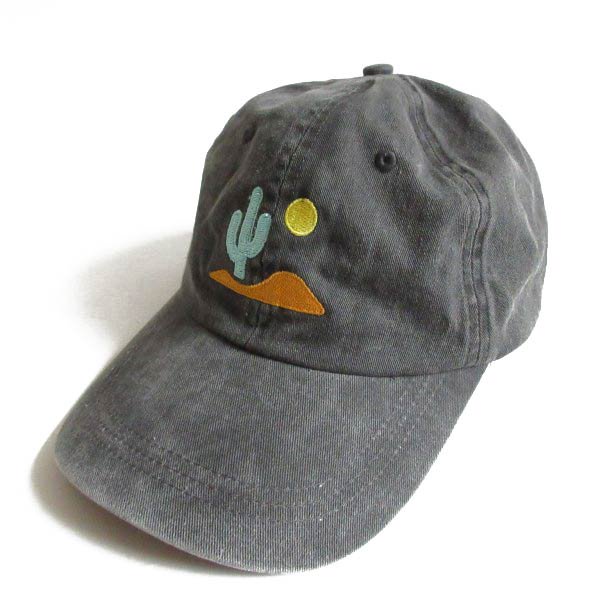 サボテン刺繍 ベースボール キャップ スミクロ系 コットン 帽子 D147