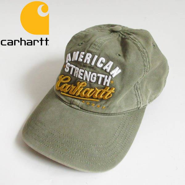 carhartt カーハート 3段 3D刺繍入り コットン キャップ 緑系 帽子 D147