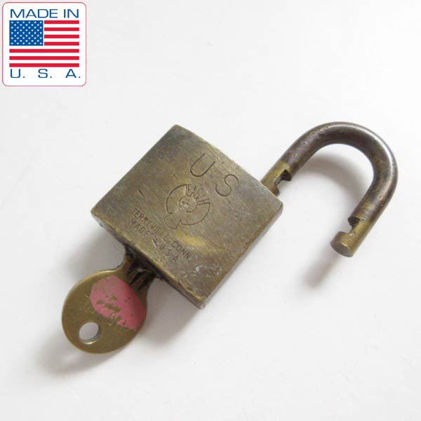50s-60s USA製 US EAGLE 南京錠 パドロック 鍵付き 実用可能 米国製 アメリカ製 ディスプレイ インテリア ビンテージ D147