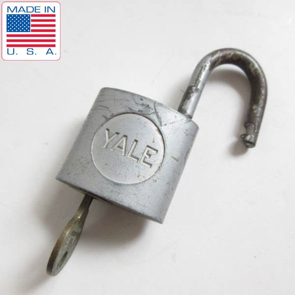USA製 YALE刻印 南京錠 パドロック 鍵付き 実用可能 米国製 アメリカ製 ディスプレイ インテリア ビンテージ D147