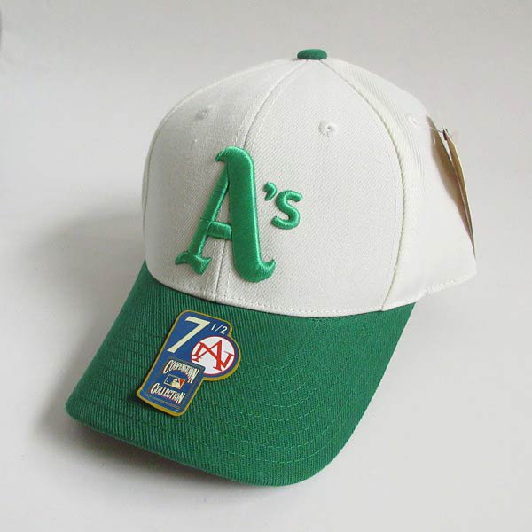新品 MLB A's アメリカンニードル ベースボール キャップ 7-1/2 オークランド アスレチックス 帽子 デッドストック D148