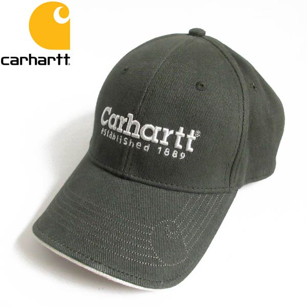 Carhartt カーハート 2段 ロゴ刺繍入り コットン ツイル ベースボール キャップ 緑系 D148