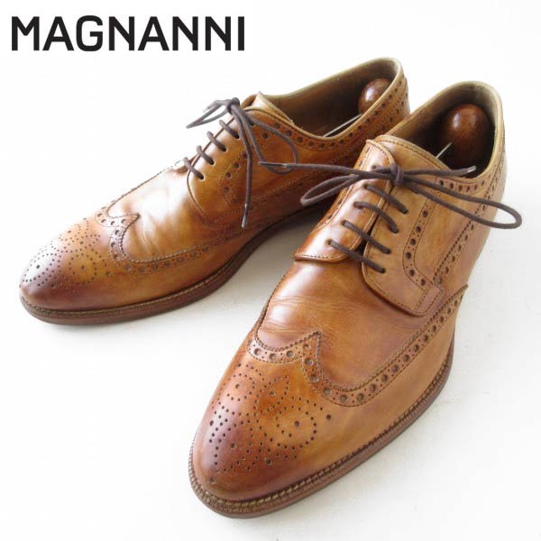 高級品 MAGNANNI ショート ウィングチップ 茶系 8.5M 26.5cm マグナーニ メンズ レザー メンズ 靴 D148