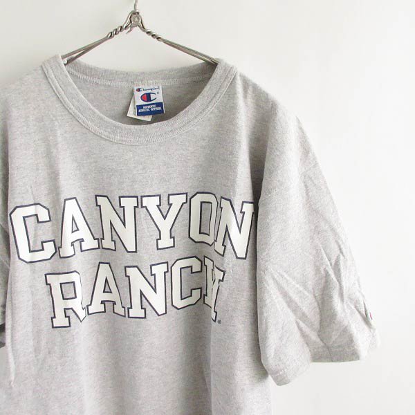 美品 90s チャンピオン CANYON RANCH 半袖Tシャツ 杢グレー系 L