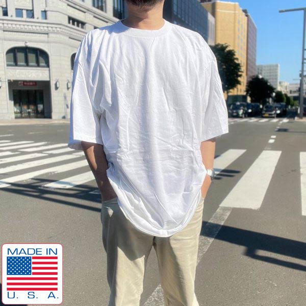 新品 90s USA製 Murina 無地 クルーネック 半袖Tシャツ 白 XXL-XXXL ビッグサイズ 大きいサイズ デッドストック ビンテージ D148