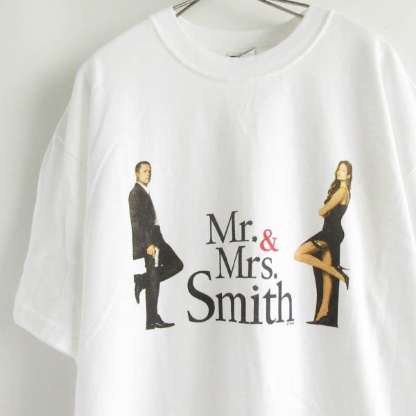 新品 Mr.&Mrs. Smith 半袖 ムービーTシャツ 白 L 映画 ミスターアンドミセススミス ブラッドピット アンジェリーナジョリー D148