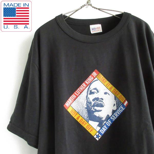 新品 USA製 キング牧師 半袖Tシャツ 黒 Lサイズ 偉人Tシャツ ブラック アメリカ製 デッドストック ビンテージ D148
