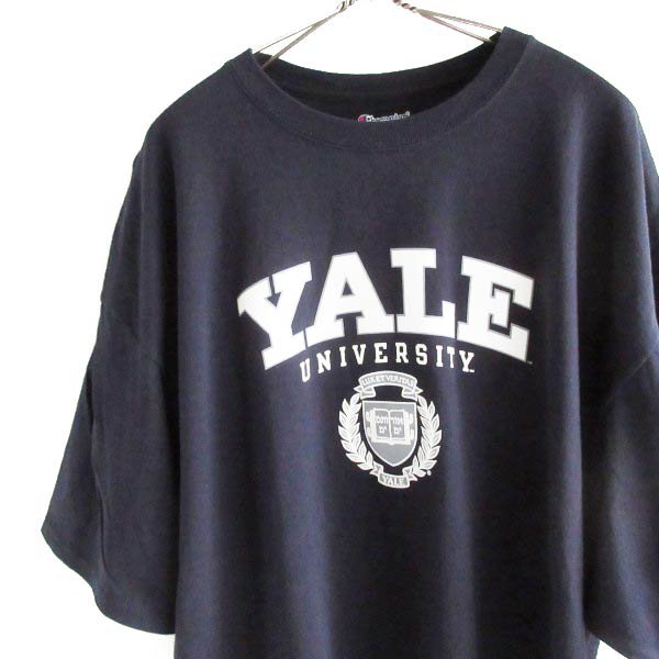 新品 希少 チャンピオン YALE オフィシャル 半袖Tシャツ 紺系 2XL XXL カレッジロゴ デッドストック D148