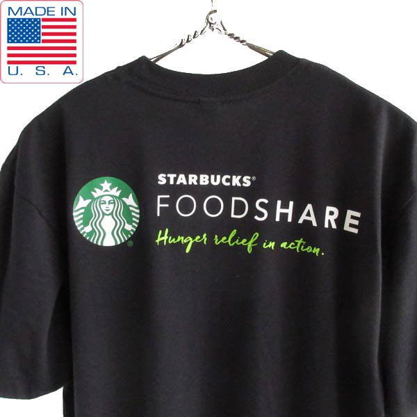 新品同様 希少 USA製 スターバックス コーヒー 半袖Tシャツ 黒 M 極美品 スタバ オフィシャル 企業物 STARBUCKS COFFEE D148