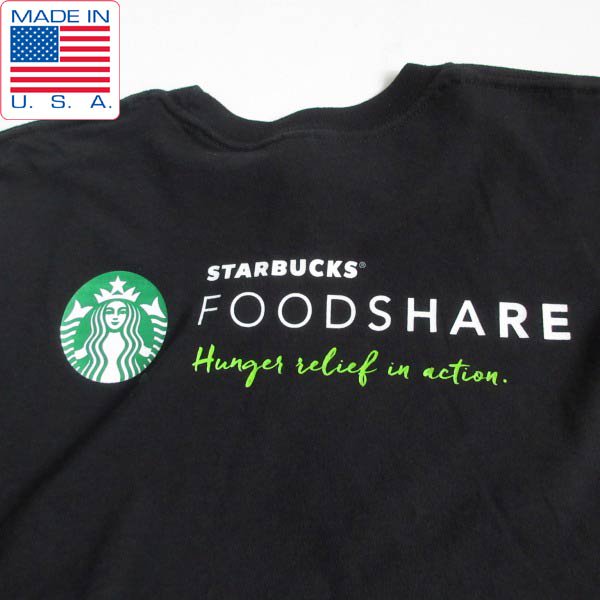 希少 USA製 スターバックス コーヒー 半袖Tシャツ 黒 M スタバ オフィシャル 企業物 STARBUCKS COFFEE D148