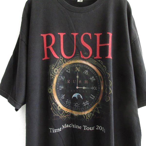希少 RUSH 2011 タイムマシーン ツアー 半袖Tシャツ 黒 XL ブラック バンドT ロックT  Time Machine D148