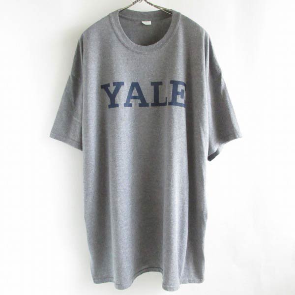 YALE イエール大学 カレッジ プリント 半袖Tシャツ グレー系 XXL程度 大きいサイズ ビッグサイズ GILDAN D148