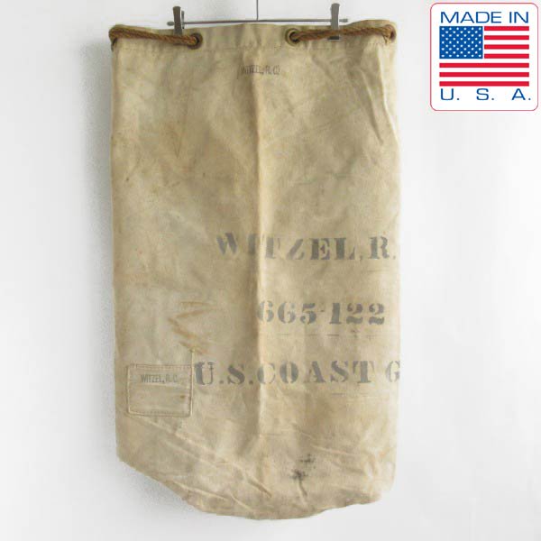 40s USA製 実物 米軍 コットン ツイル キャンバス ランドリーバッグ