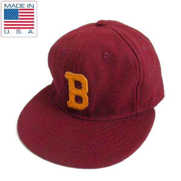 新品 USA製 エベッツフィールド フランネル BBキャップ SIZE7 バーガンディ系 ベースボールキャップ 帽子 ウール D148