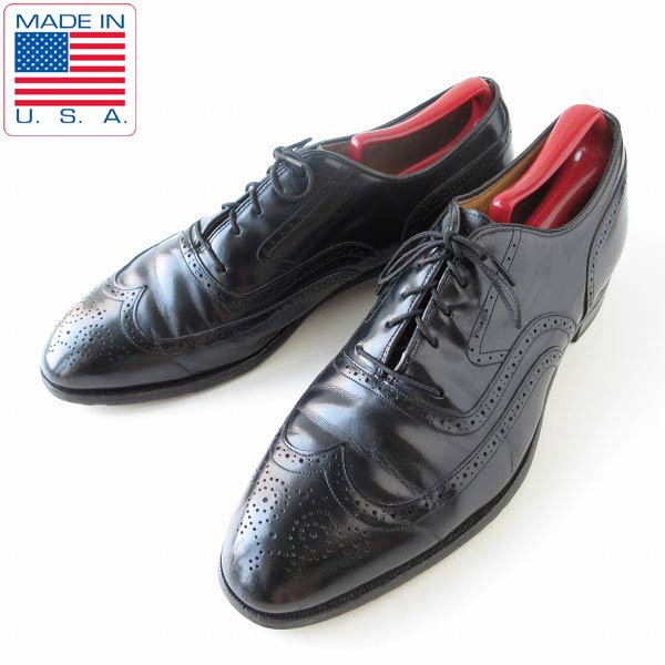 高級品 USA製 ジョンストン&マーフィー ウィングチップ 黒 28cm 内羽根 メンズ 靴 JOHNSTON&MURPHY d136