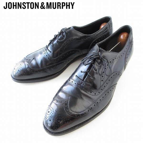高級品 USA製 ジョンストン&マーフィー ウィングチップ シューズ 黒 28cm ショートウィング メンズ 靴 d124