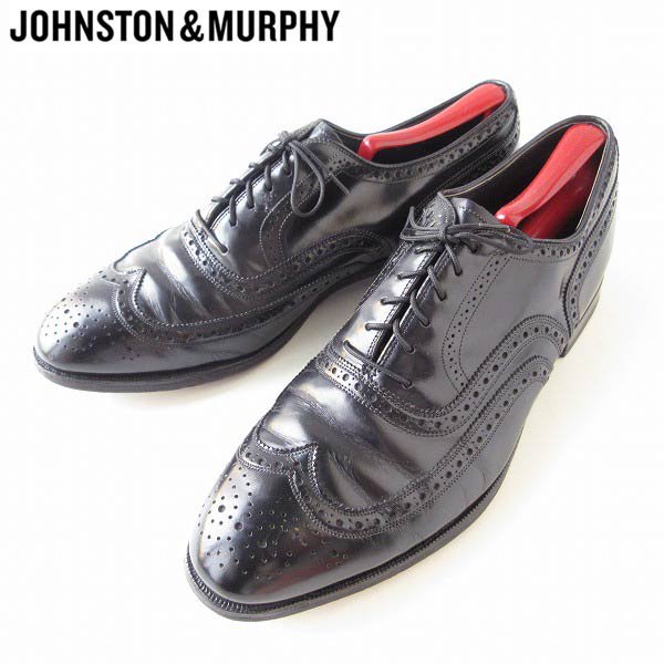 高級品 USA製 ジョンストン&マーフィー ウィングチップ シューズ 黒 28cm 内羽根 ショートウィング メンズ 靴 d126