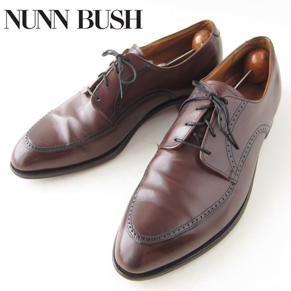 希少 60s USA製 NUNN BUSH ナンブッシュ Uチップ ドレスシューズ 茶系 26.5cm メンズ 靴 中古靴 ビンテージ d141
