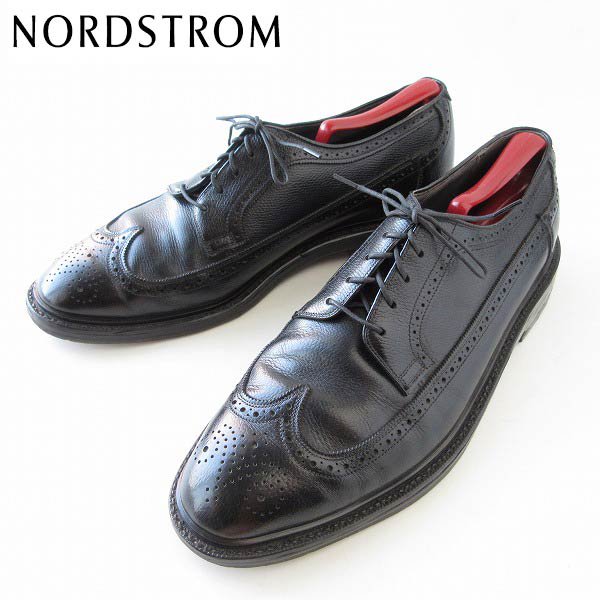 NORDSTROM ロング ウィングチップ シューズ 黒 幅広28.5cm シボ革 アメトラ ノードストローム 靴 d121