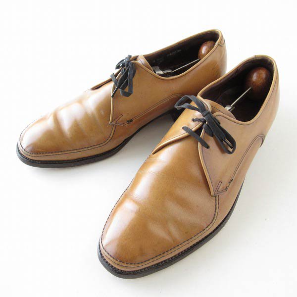 70s-80s USA製 PORTAGE PORTO PED Uチップ ドレスシューズ 茶系 幅広27cm〜27.5cm モックトゥ ビンテージ メンズ 古靴 靴 d106