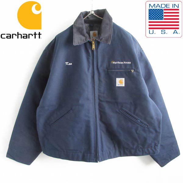 新品 USA製 carhartt デトロイト ジャケット J01紺系 52REG ワン ...