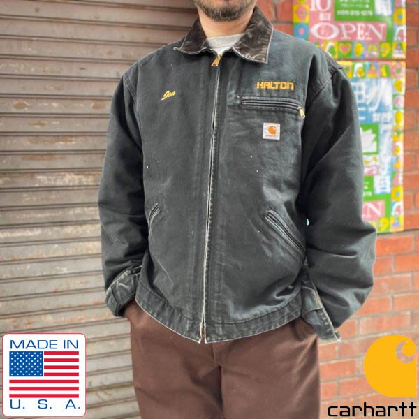 USA製 carhartt デトロイト ジャケット 黒  XL程度 48TALLD149-18-0087