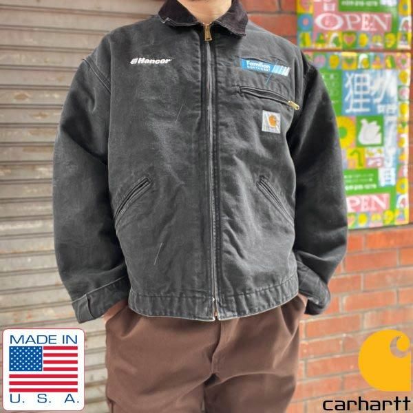 90s USA製 carhartt デトロイト ジャケット JB105 黒 フェード 