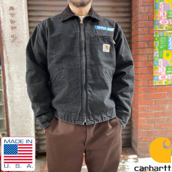 90s USA製 carhartt デトロイト ジャケット フェード ブラック L程度 黒 企業物 カーハート ワークジャケット ビンテージ D149  - 札幌 ビンテージ 古着屋 BRIDGE（ブリッジ） ビンテージ古着 通販サイト | オンラインストア