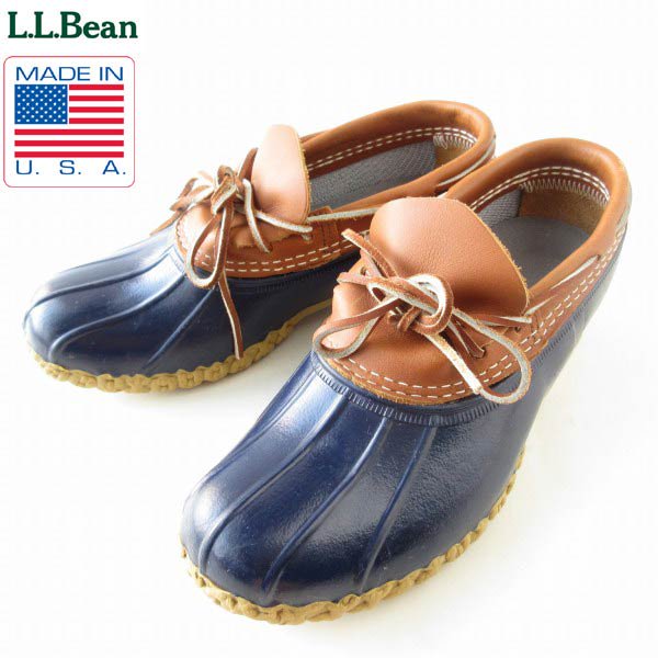 USA製 L.L.Bean モカシン ビーンブーツ 茶系×紺系 レディース大きめ