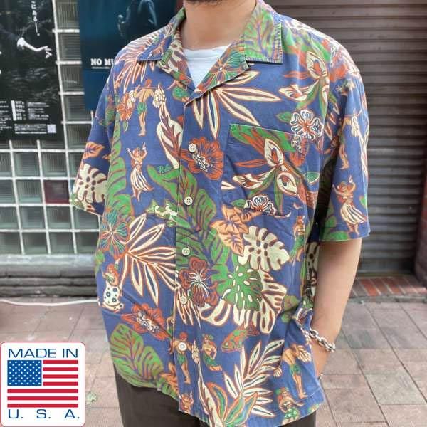 90s POLO SPORT ラルフローレン XL アロハ シャツ | ネイビー 総