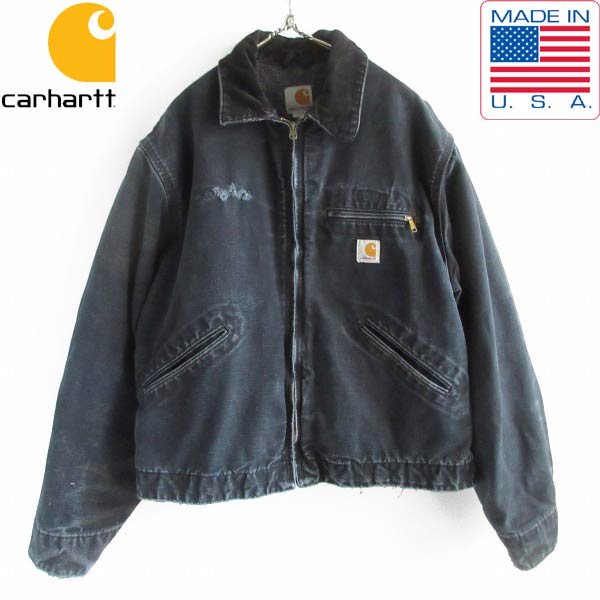 USA Carhartt ϡ J001BLK ǥȥ 㥱å  L ե ֥å ꥫ ֥󥱥åȥ饤ʡ D149