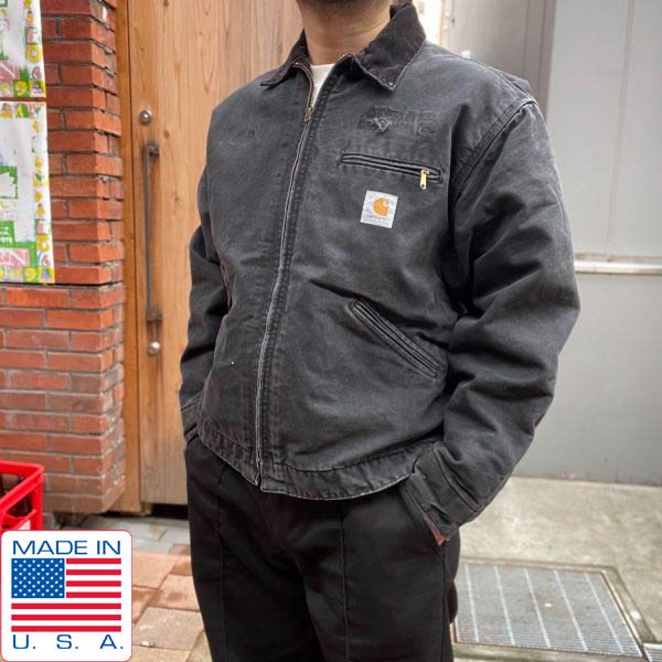 90s USA Carhartt J01 ǥȥ 㥱å  48 XL ե ֥å  ϡ ӥơ D150