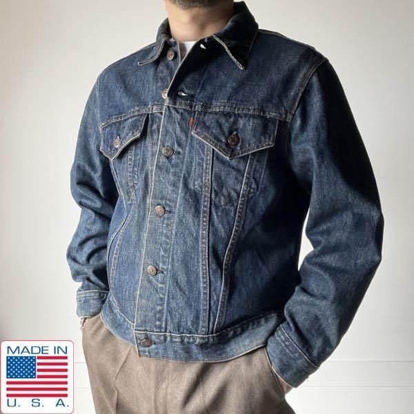 USA製 70s リーバイス 70505 デニム ジャケット 4th 66前期 縦落ち 42 濃いめ 大きいサイズ ジージャン ビンテージ D152