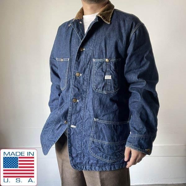 70s USA製 Lee リー 81-LJ デニム カバーオール 大きめL程度 ブランケットライナー付き 濃いめ オリジナル品 アメリカ製 ビンテージ D152