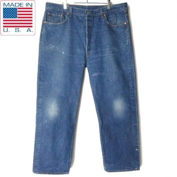 1990年製 USA製 リーバイス 501 美アタリ 薄ヒゲ 濃いめ ジーンズ W42 L31(実寸W40 L29) 90s アメリカ製 ビンテージ D152