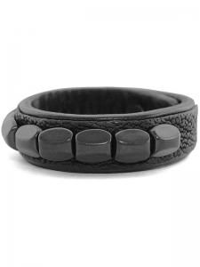 <strong>BLACK TRIANGLE DESIGN</strong>CHEVRON STUDS LEATHER BRACELET<br>BLACK