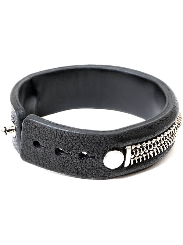 BLACK TRIANGLE DESIGN - ZIP CHAIN leather bracelet - SHINKIROU