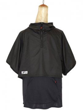 <strong>SIVA</strong>LAYERED HOODED WIDE PULL S-SLEEVE<br>BLACK