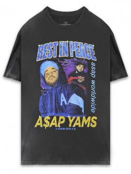 <strong>THE INSPIREDSTUDIO</strong>R.I.P ASAP YAMS T-SHIRT<br>WASHED BLACK