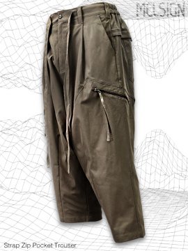 <strong>MELSIGN®</strong>Strap Zip Pocket Trousers<br>KHAKI