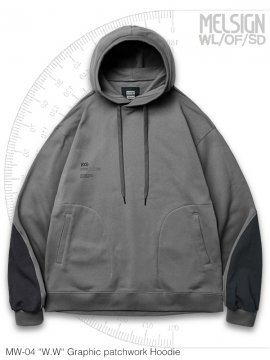 <strong>MELSIGN x WLOFSD</strong>MW-04 W.W Graphic patchwork Hoodie<br>GRAVEL