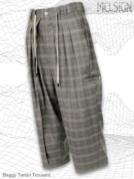 <strong>MELSIGN</strong>Baggy Tartan Trousers<br>KHAKI CHECK